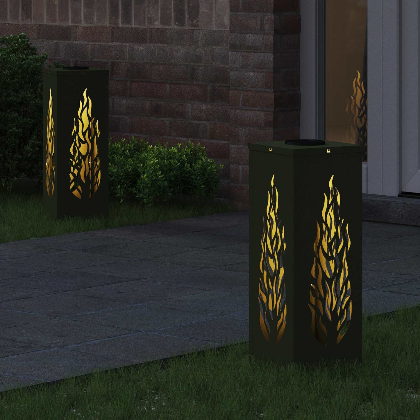 Faro LED solare per sentieri 2 pcs Verde oliva