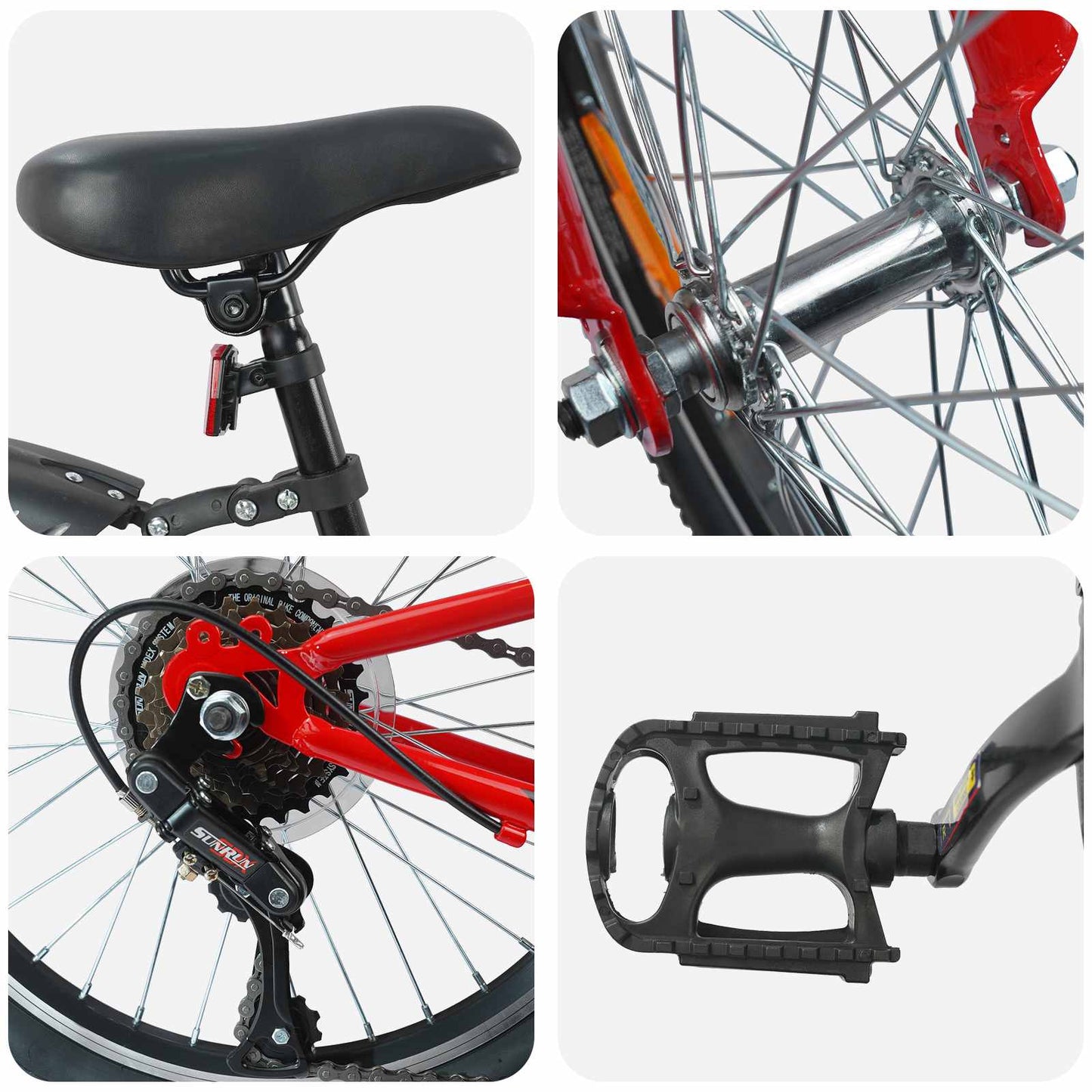 Bicicletta per Bambini 24 Pollici 6-Speed per 8-12 anni Rosso | homemem39