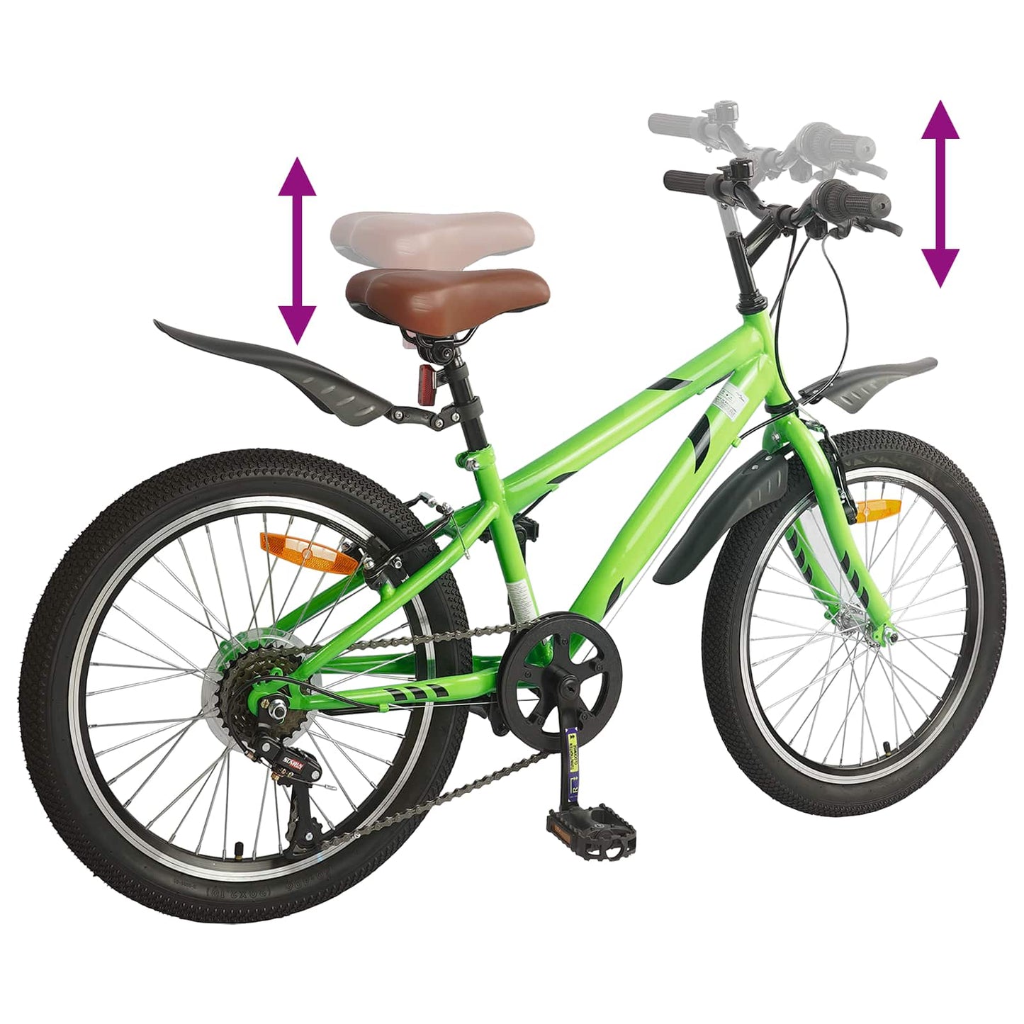 Bicicletta per Bambini 24 Pollici 6-Speed per 8-12 anni Verde | homemem39