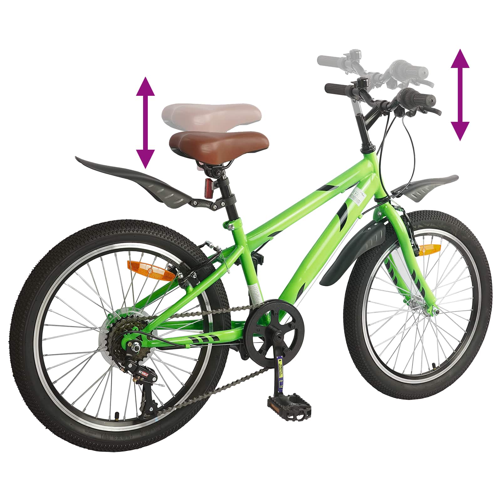 Bicicletta per Bambini 24 Pollici 6-Speed per 8-12 anni Verde | homemem39