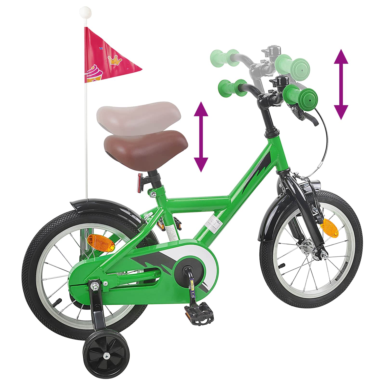 Bicicletta per Bambini 12 Pollici per bambini di 2-4 anni Verde | homemem39