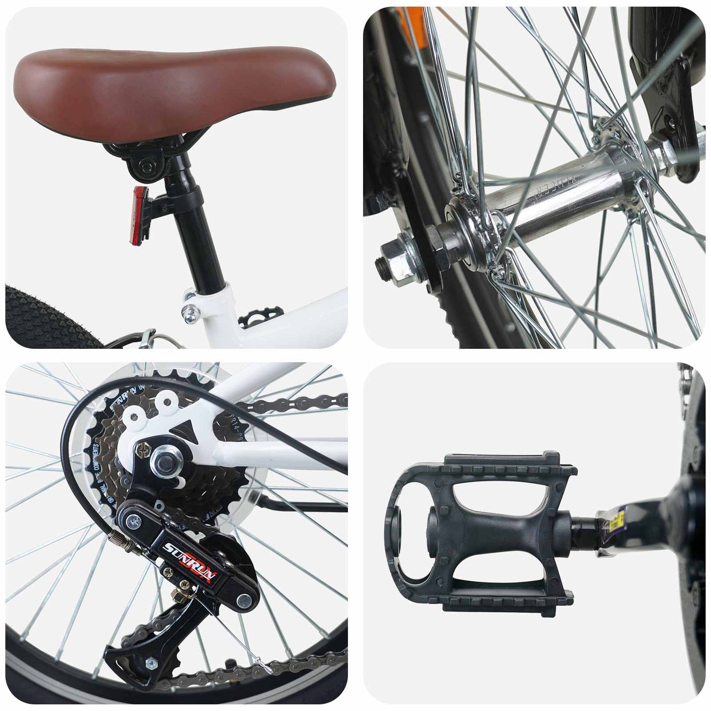 Mountain Bike 20 Pollici 6-Velocità per 5-8 anni Bianco | homemem39