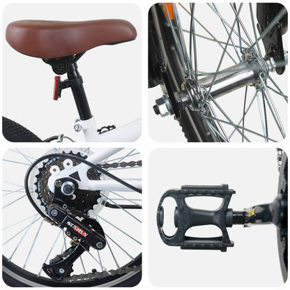 Mountain Bike 20 Pollici 6-Velocità per 5-8 anni Bianco | homemem39
