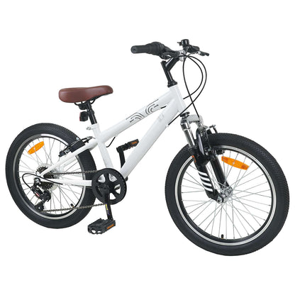 Mountain Bike 24 Pollici 6-Velocità per 8-12 anni Bianco | homemem39