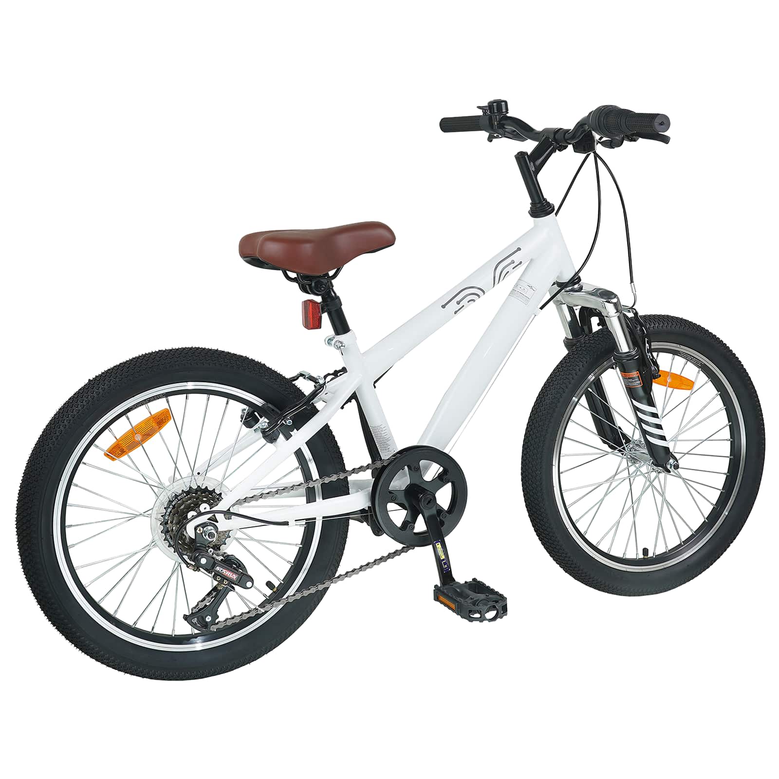 Mountain Bike 24 Pollici 6-Velocità per 8-12 anni Bianco | homemem39