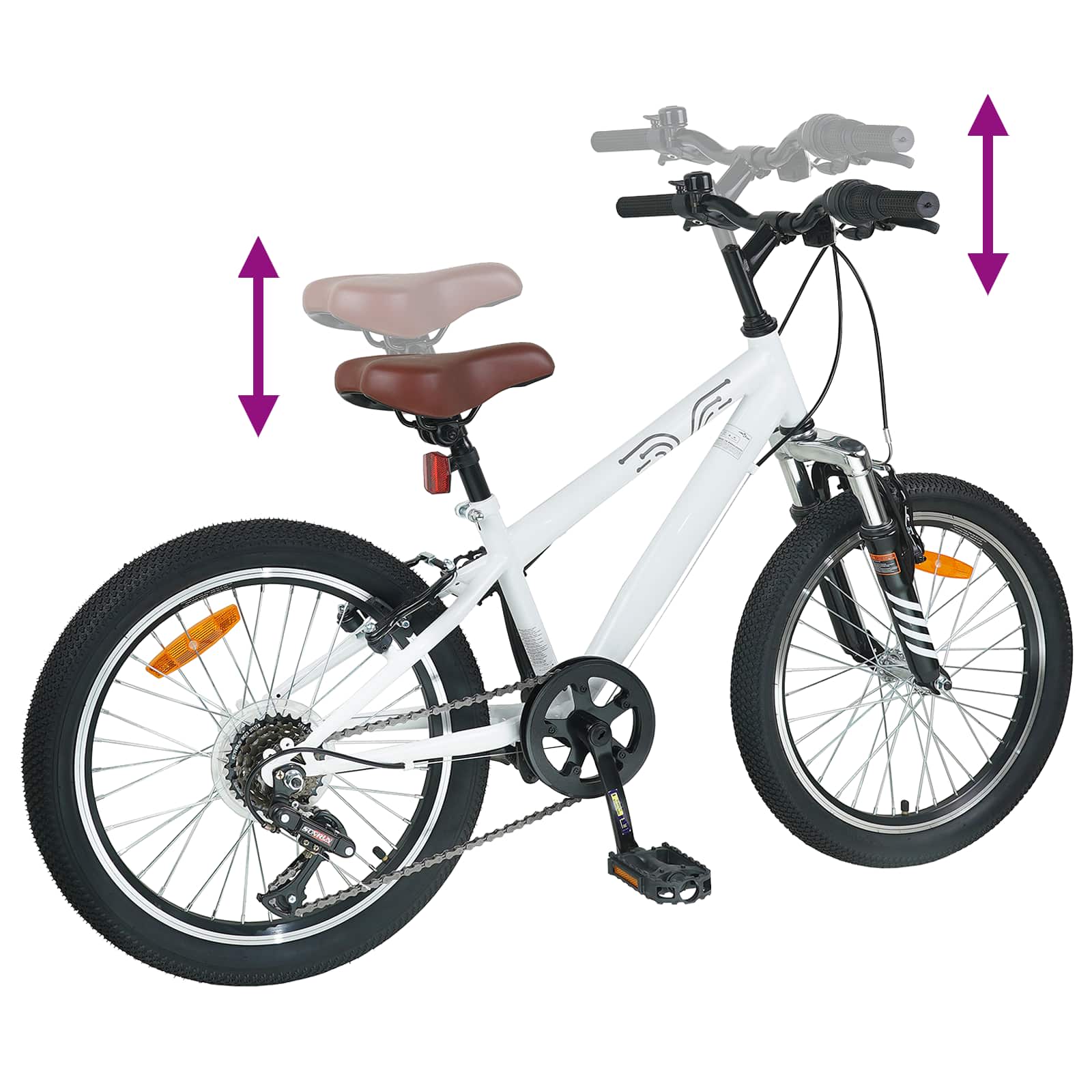 Mountain Bike 24 Pollici 6-Velocità per 8-12 anni Bianco | homemem39