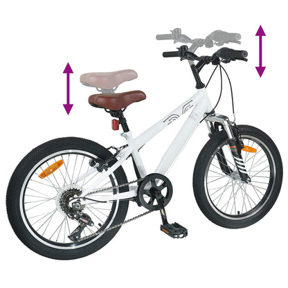 Mountain Bike 24 Pollici 6-Velocità per 8-12 anni Bianco | homemem39