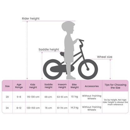 Mountain Bike 24 Pollici 6-Velocità per 8-12 anni Bianco | homemem39