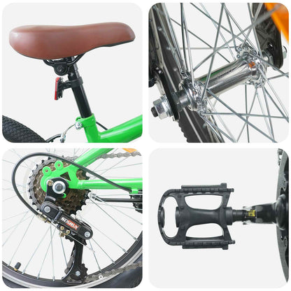 Mountain Bike 24 Pollici 6-Velocità per 8-12 anni Verde | homemem39