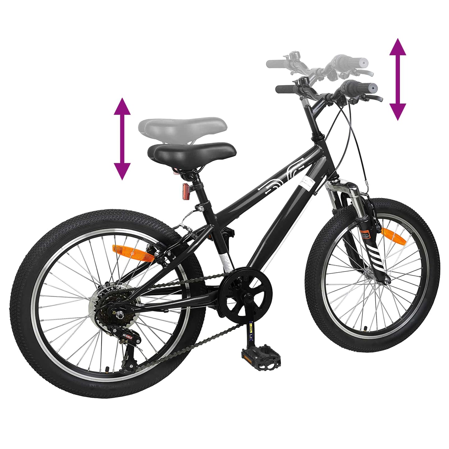 Mountain Bike 20 Pollici 6-Velocità per 5-8 anni Nero