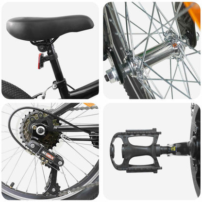 Mountain Bike 24 Pollici 6-Velocità per 8-12 anni Nero | homemem39