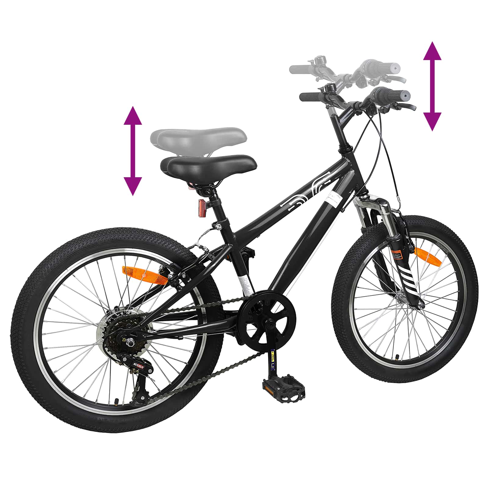 Mountain Bike 24 Pollici 6-Velocità per 8-12 anni Nero | homemem39