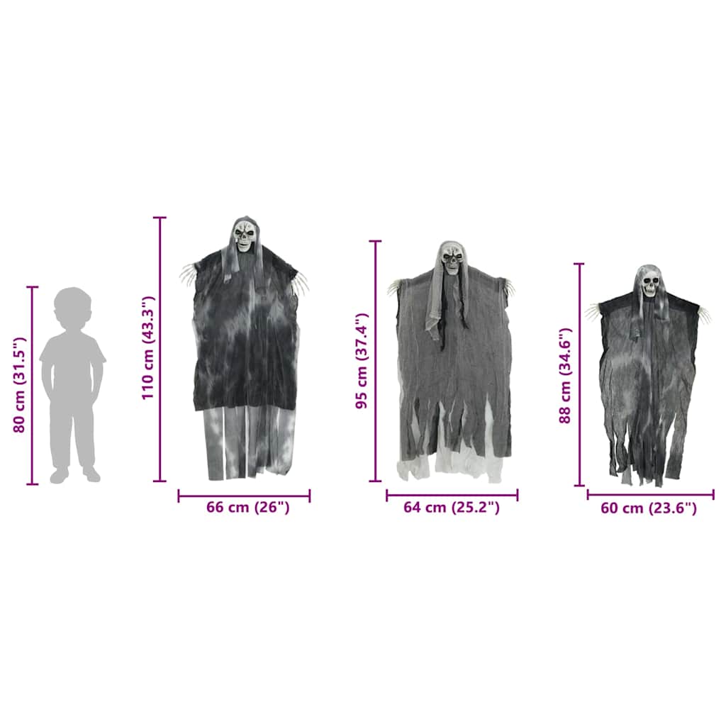 Fantasma appeso di Halloween 3 pcs Nero 66 x 110 cm Poliestere | homemem39