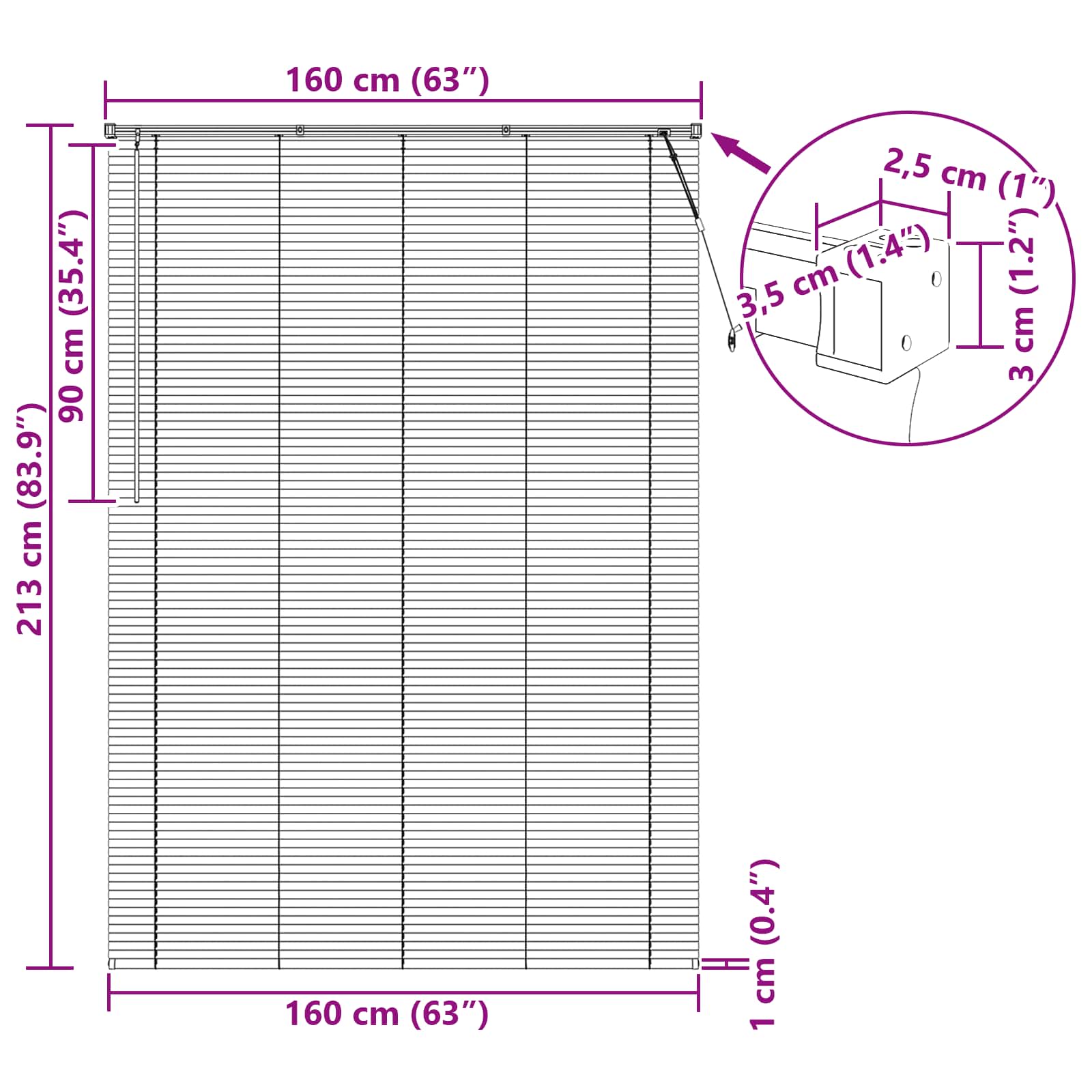 Tenda Veneziana Grigio Argento 213 x 160 cm 25 mm PVC | homemem39