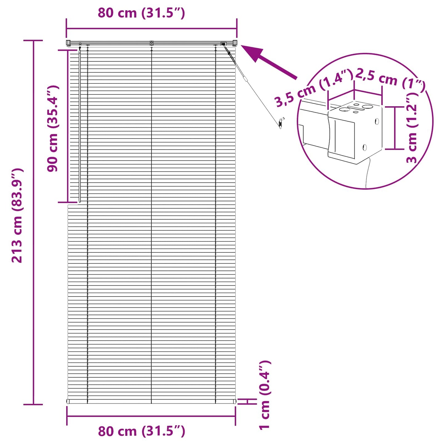Tenda Veneziana Bianco 213 x 80 cm PVC | homemem39