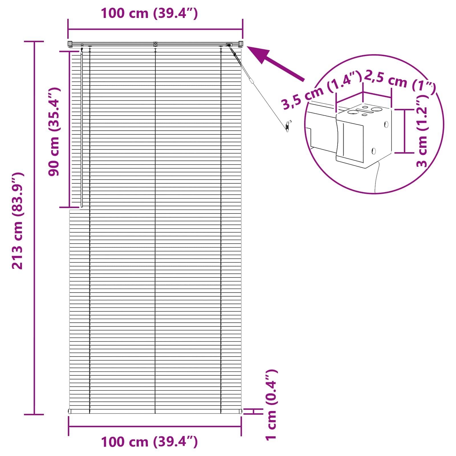 Tenda Veneziana Bianco 213 x 100 cm PVC | homemem39