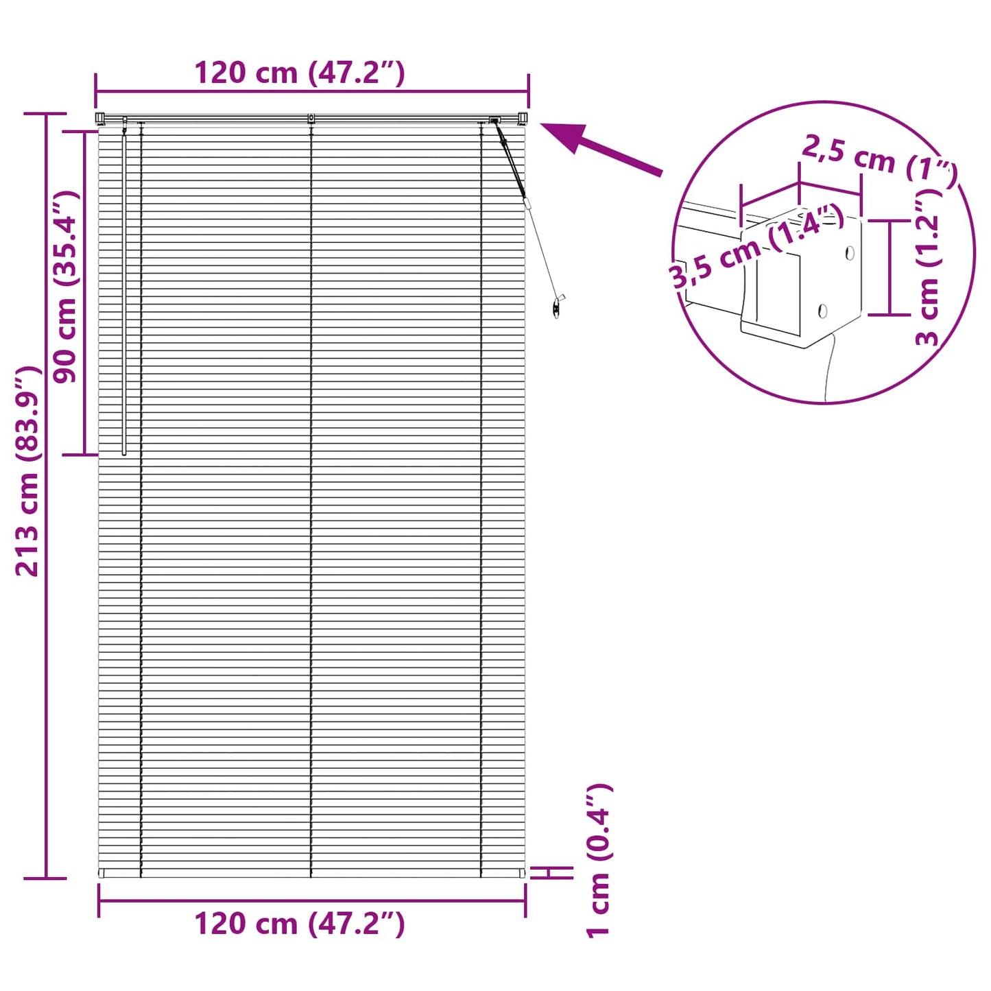 Tenda Veneziana Bianco 213 x 120 cm PVC | homemem39