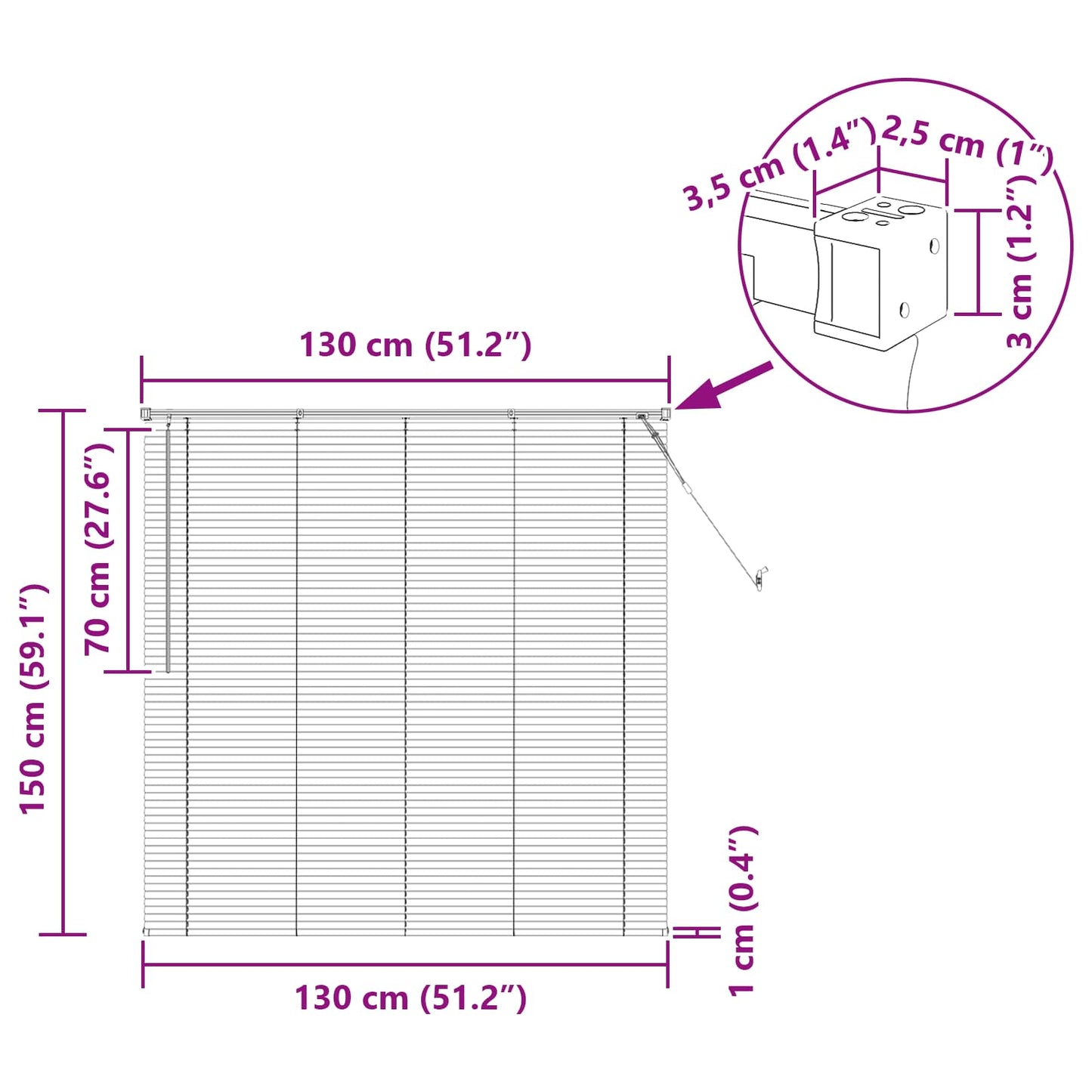 Tenda Veneziana Nero 150 x 130 cm PVC | homemem39