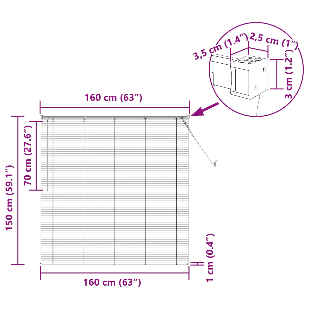 Tenda Veneziana Nero 150 x 160 cm 25 mm PVC | homemem39