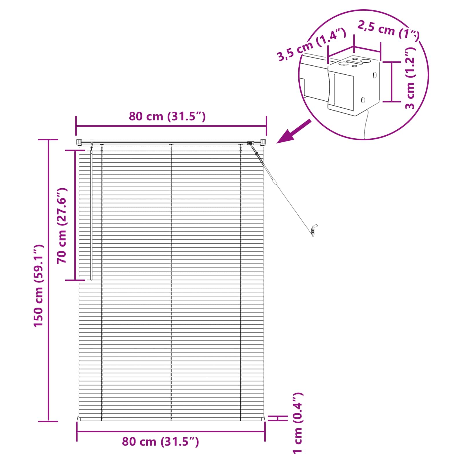 Tenda Veneziana Marrone Chiaro con Motivo 150 x 80 cm PVC | homemem39