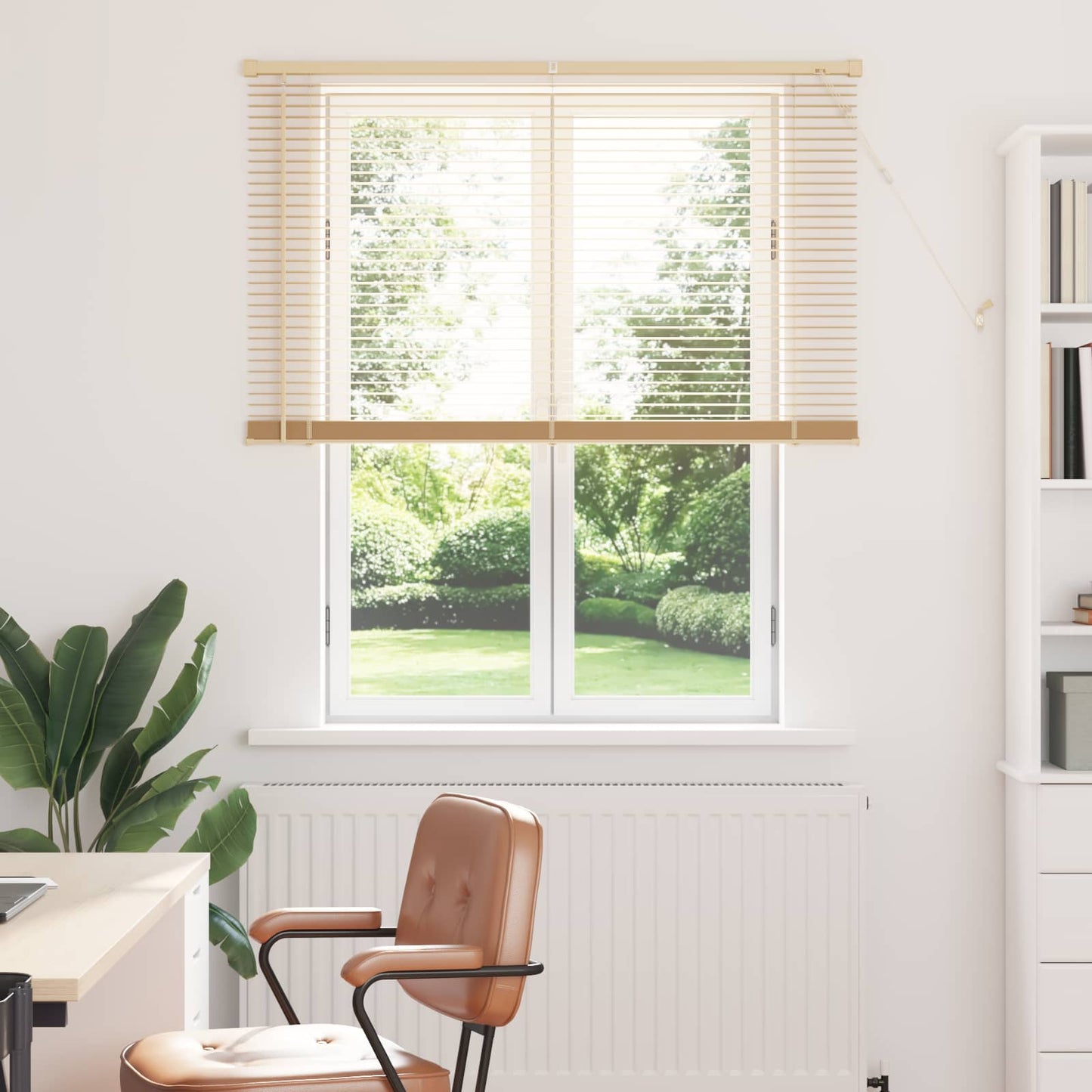Tenda Veneziana Marrone Chiaro con Motivo 150 x 120 cm 25 mm