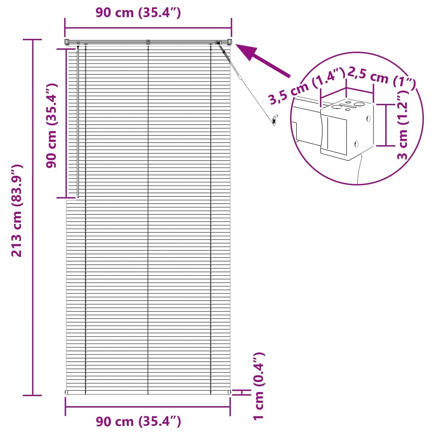 Tenda Veneziana Marrone Chiaro con Motivo 213 x 90 cm PVC | homemem39