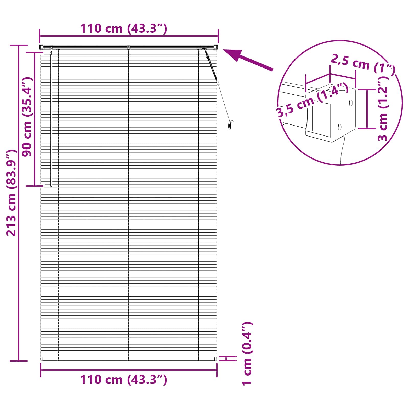 Tenda Veneziana Marrone Chiaro con Motivo 213 x 110 cm PVC | homemem39