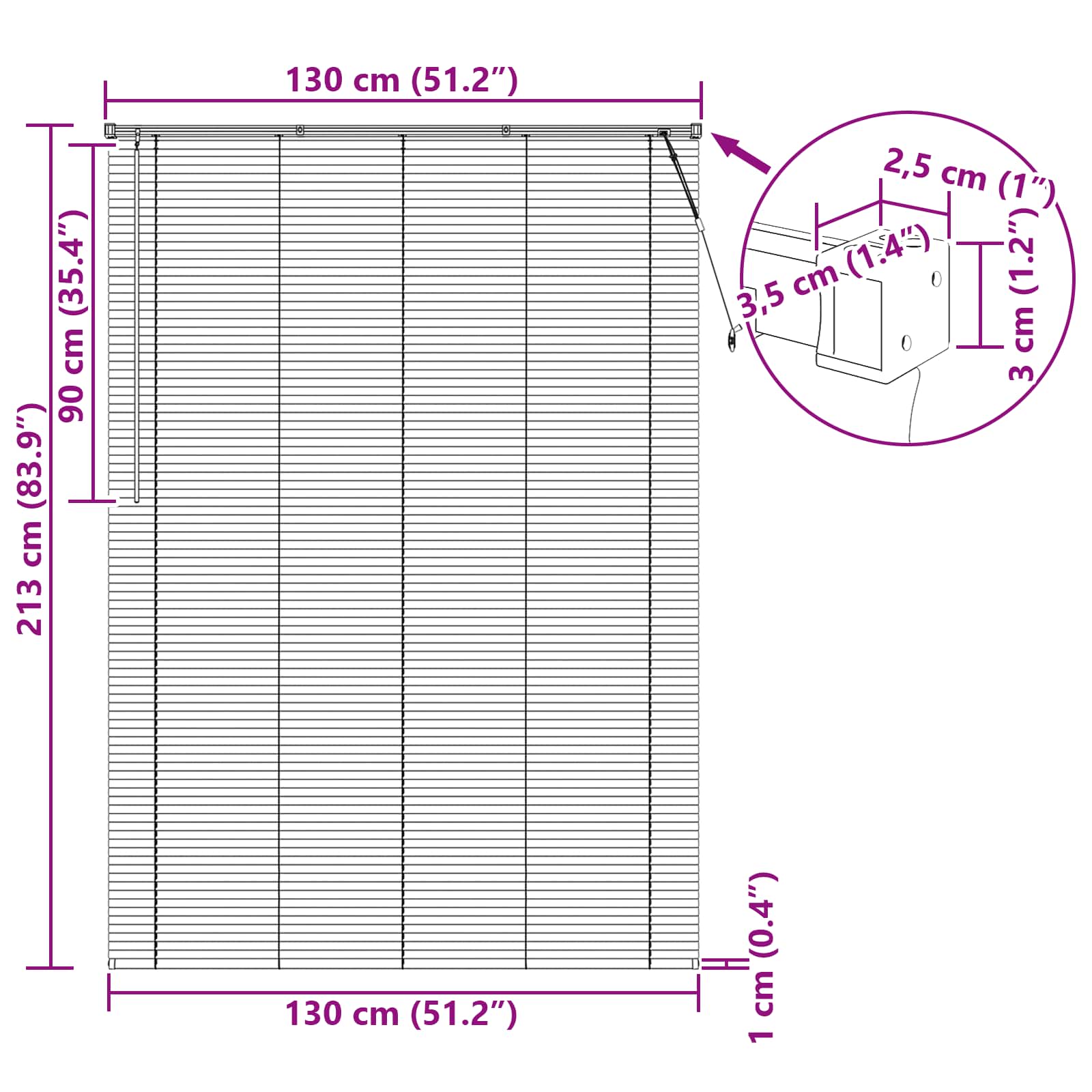 Tenda Veneziana Marrone Chiaro con Motivo 213 x 130 cm 25 mm | homemem39