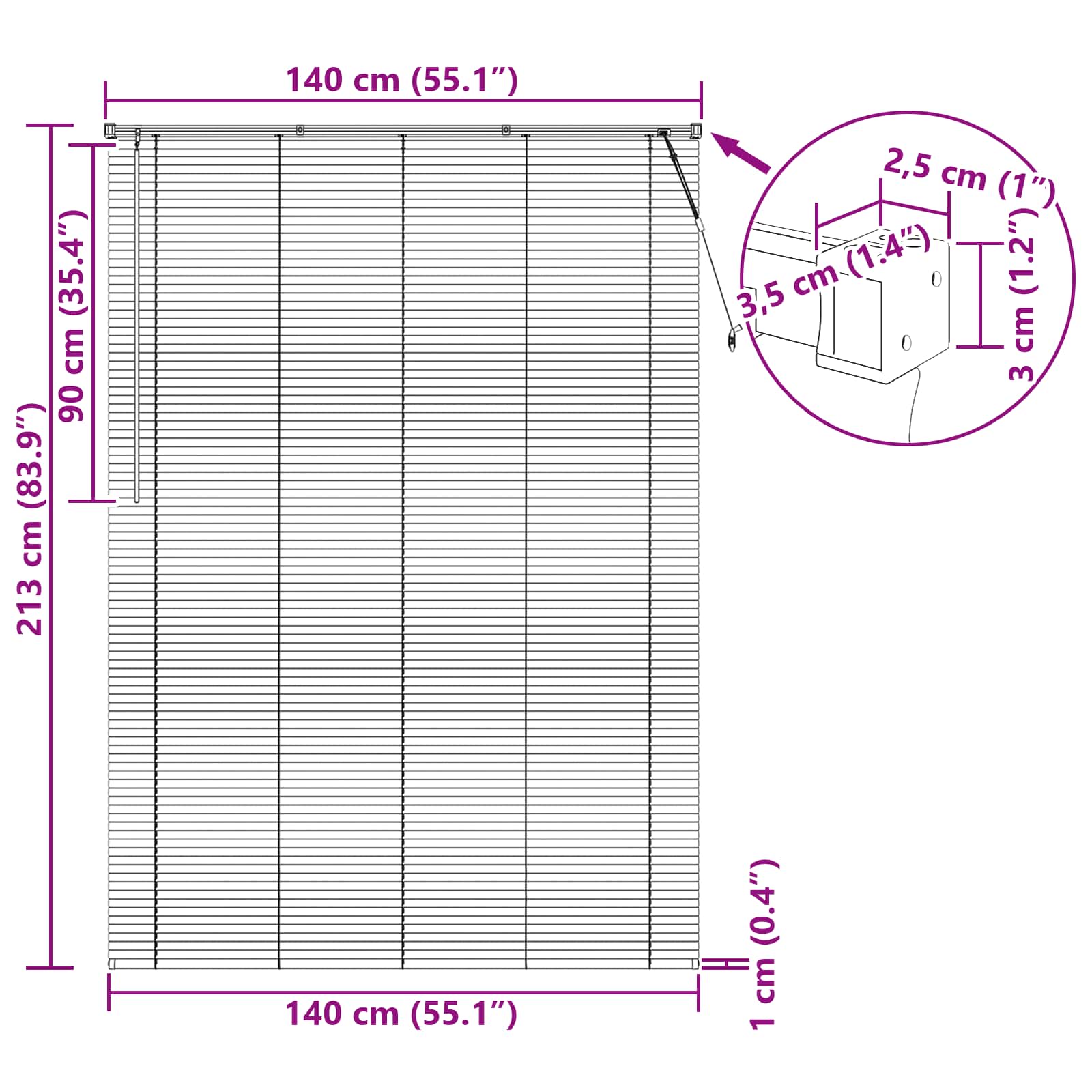 Tenda Veneziana Marrone Chiaro con Motivo 213 x 140 cm 25 mm | homemem39