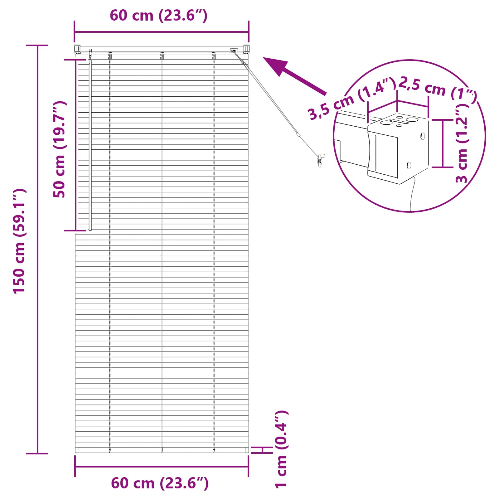 Tenda Veneziana Marrone Scuro con Motivo 150 x 60 cm 25 mm PVC | homemem39