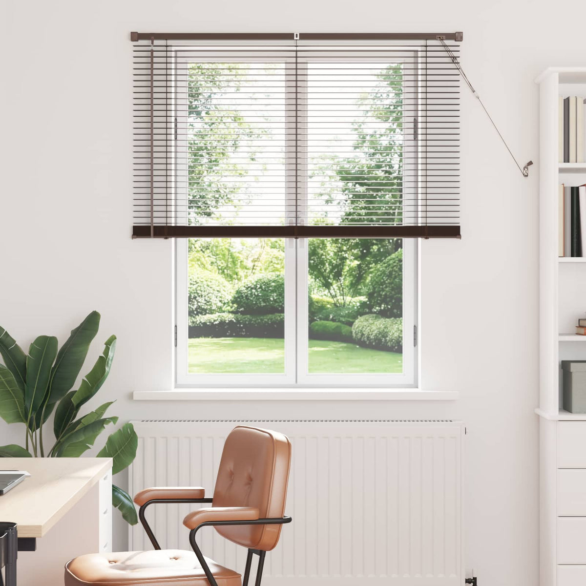 Tenda Veneziana Marrone Scuro con Motivo 150 x 120 cm 25 mm PVC | homemem39
