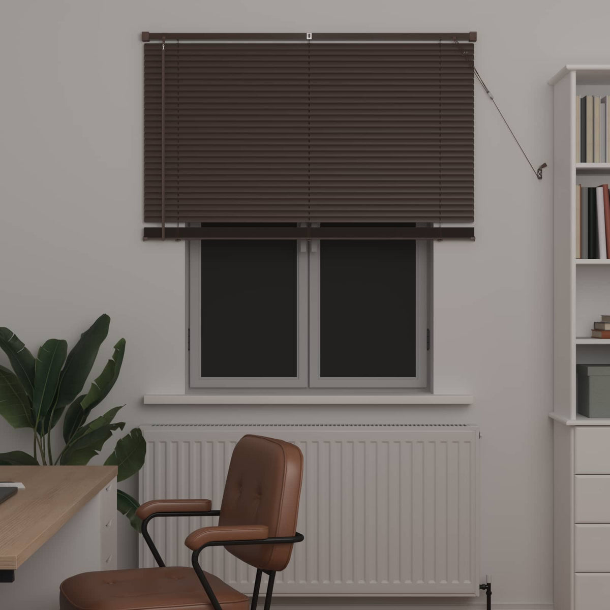 Tenda Veneziana Marrone Scuro con Motivo 150 x 120 cm 25 mm PVC | homemem39