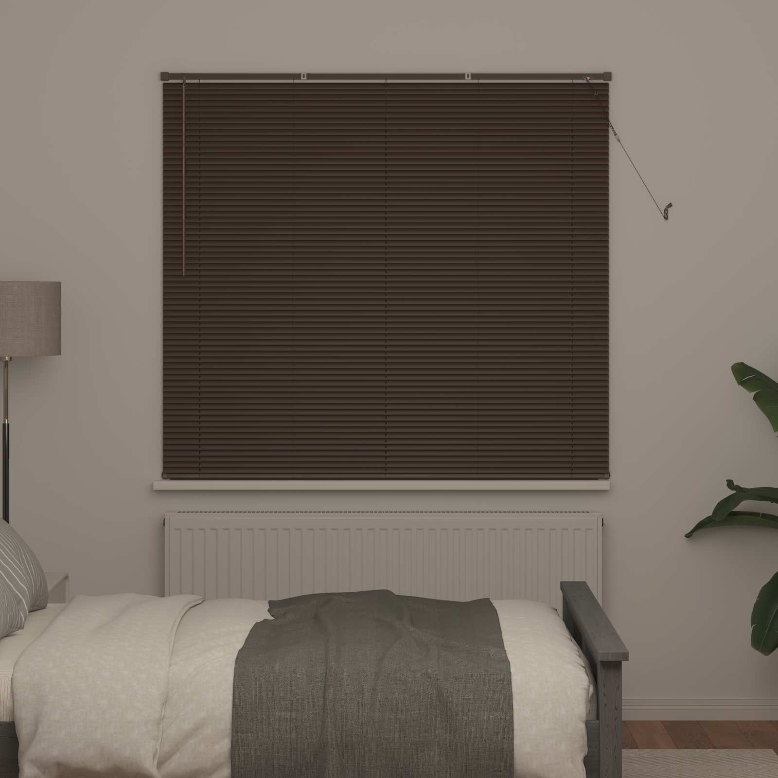 Tenda Veneziana Marrone Scuro con Motivo 150 x 150 cm 25 mm PVC | homemem39