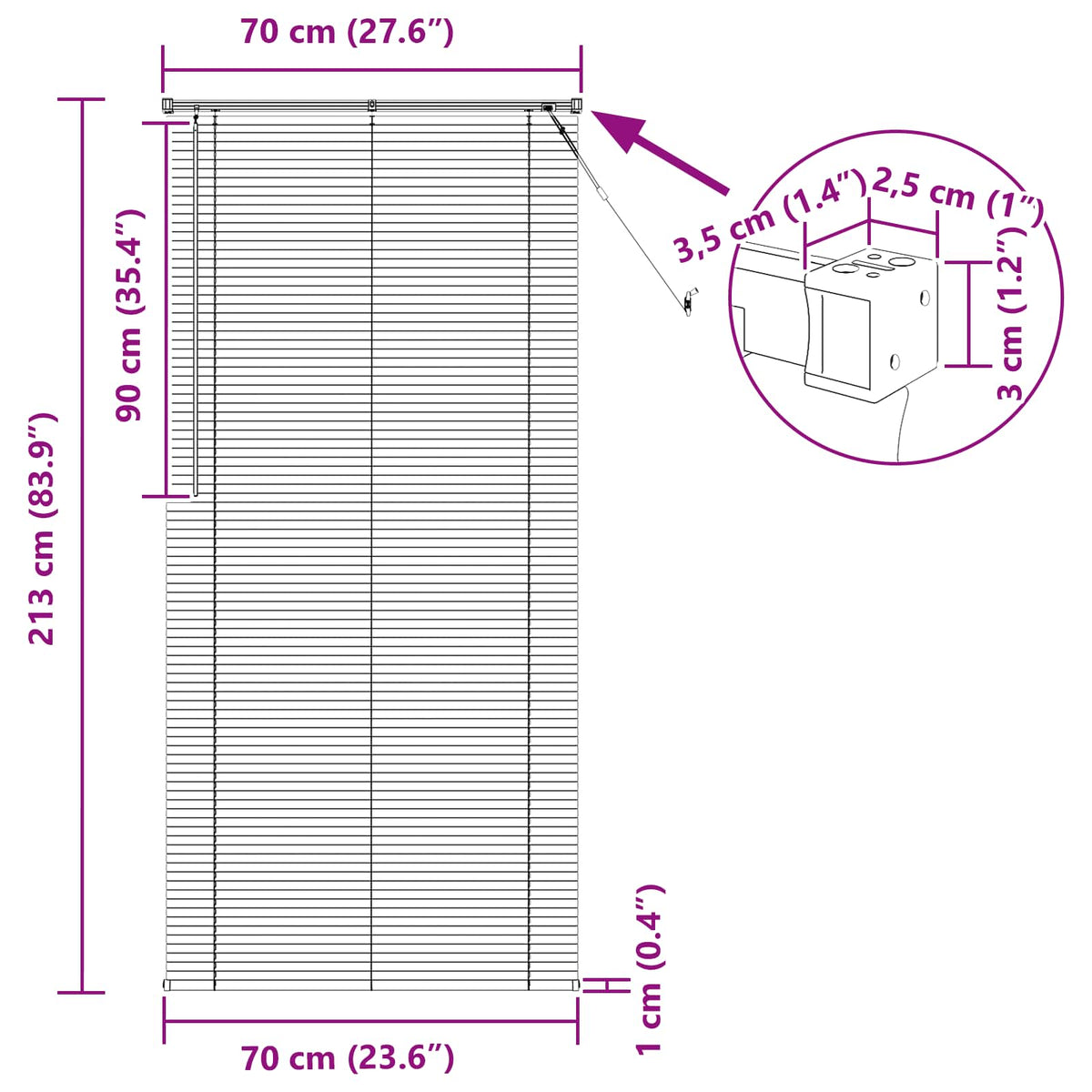 Tenda Veneziana Marrone Scuro con Motivo 213 x 70 cm 25 mm PVC | homemem39