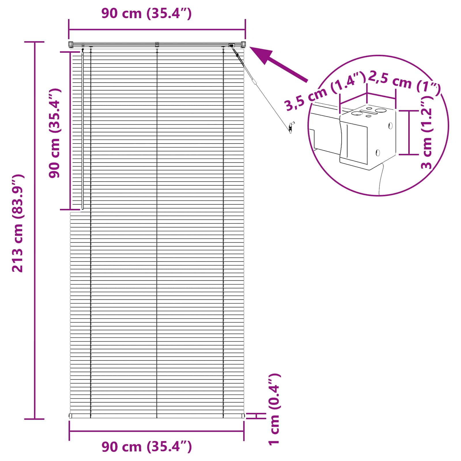 Tenda Veneziana Marrone Scuro con Motivo 213 x 90 cm 25 mm PVC | homemem39