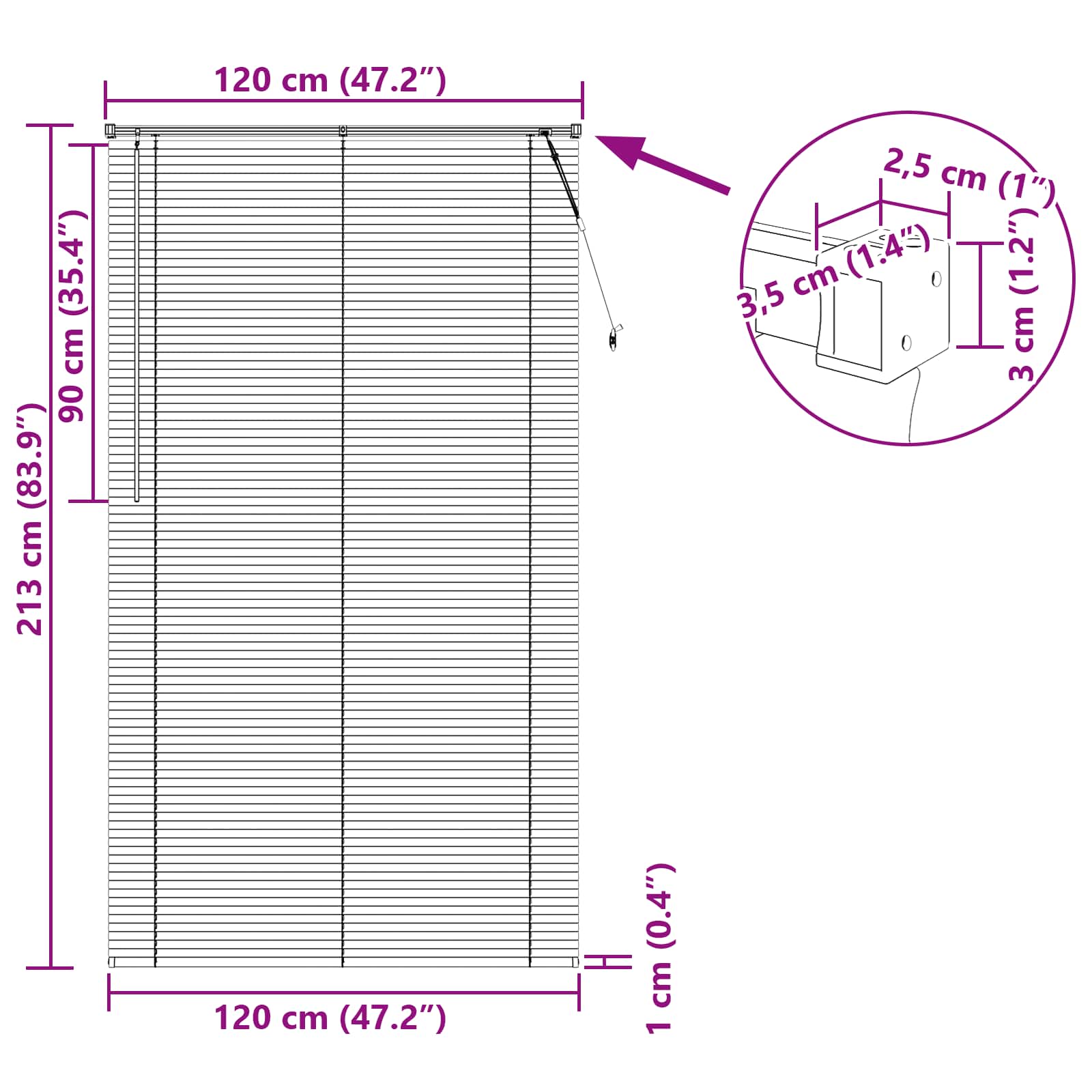 Tenda Veneziana Marrone Scuro con Motivo 213 x 120 cm 25 mm PVC | homemem39