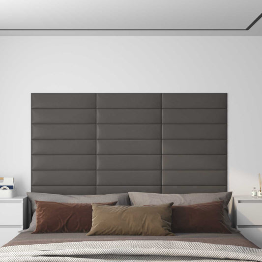 Testiera da Parete 12 pcs Grigio 60 x 15 cm Tessuto