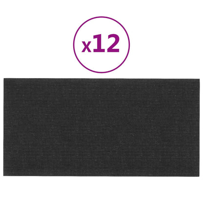 Testiera da Parete 12 pcs Nero 60 x 30 cm Tessuto | homemem39