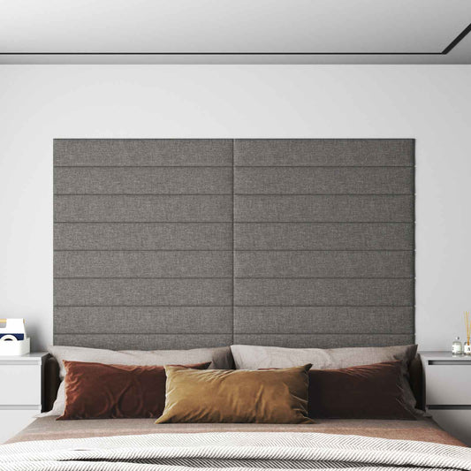 Testiera da Parete 12 pcs Grigio chiaro 90 x 15 cm Tessuto
