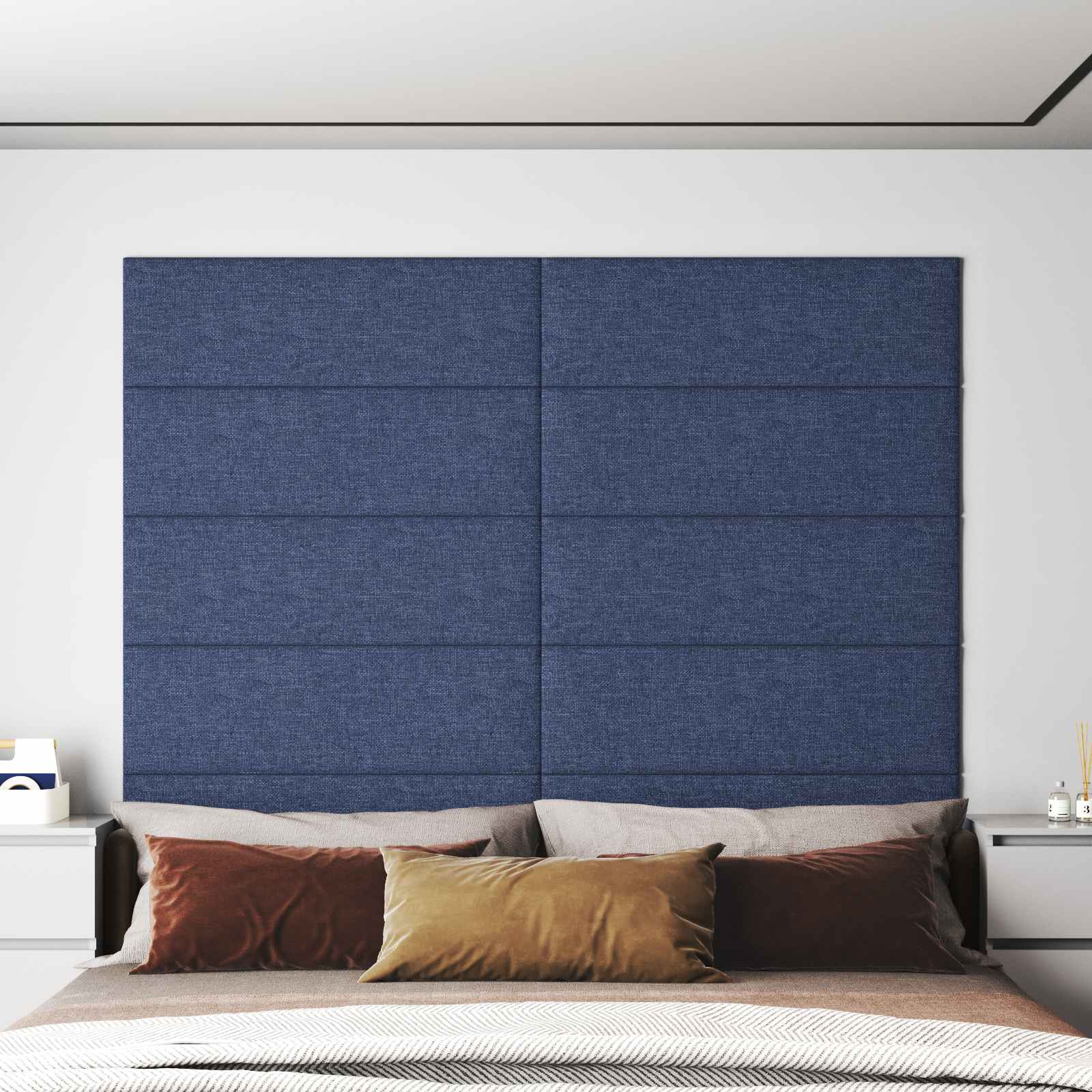 Testiera da Parete 12 pcs Blu 90 x 30 cm Tessuto | homemem39