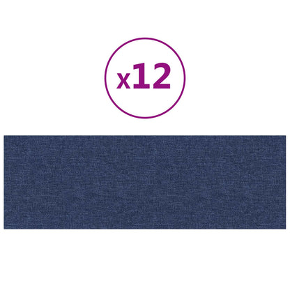 Testiera da Parete 12 pcs Blu 90 x 30 cm Tessuto | homemem39