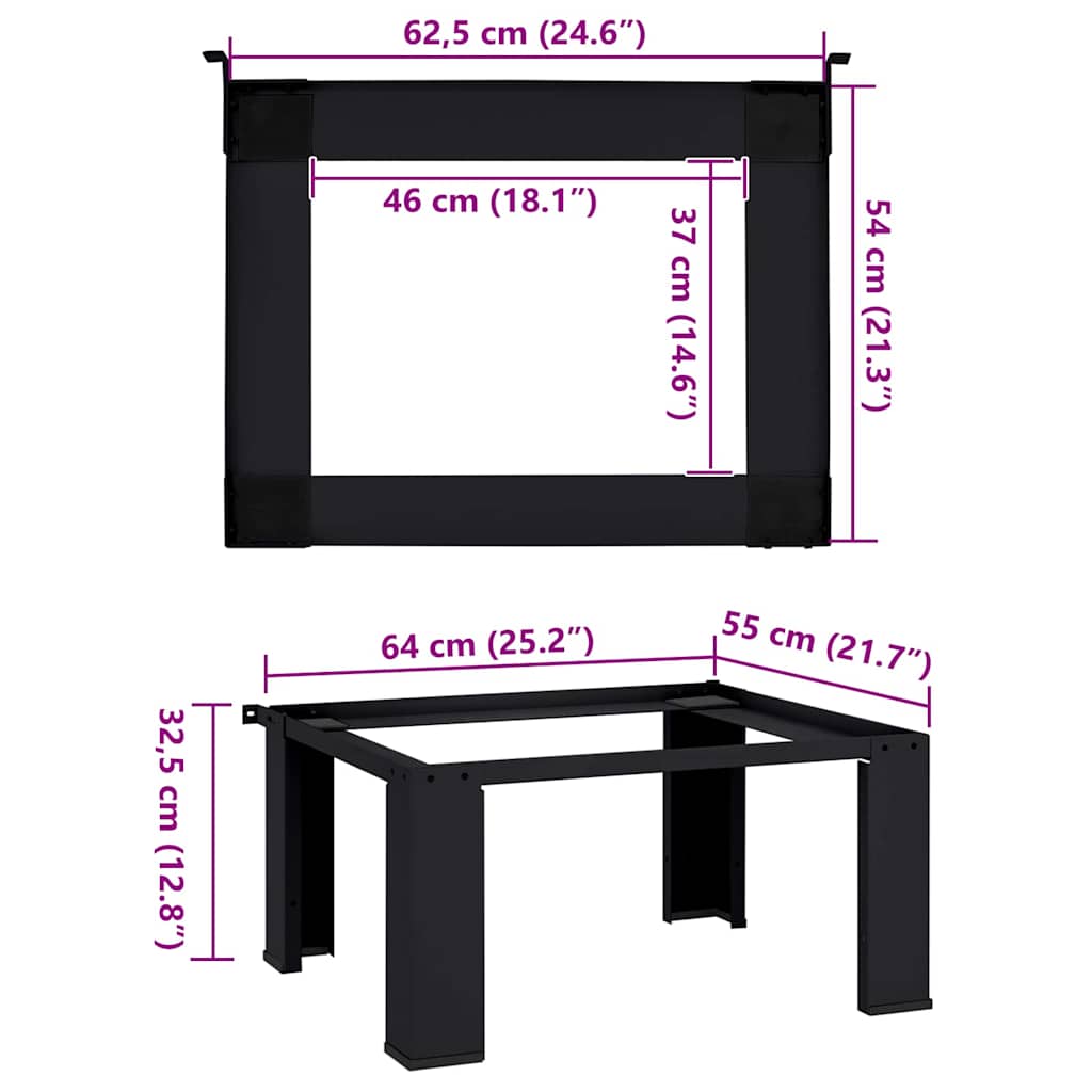 Pedestallo per Lavatrice Nero 64 x 55 x 32,5 cm Acciaio | homemem39