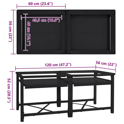 Pedestallo per Lavatrice 2 pcs Nero 120 x 56 x 52 cm Acciaio | homemem39