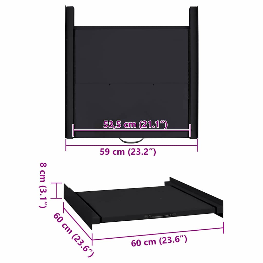Mensola Intermedia per Lavatrice Nero 60 x 60 x 8 cm Acciaio | homemem39