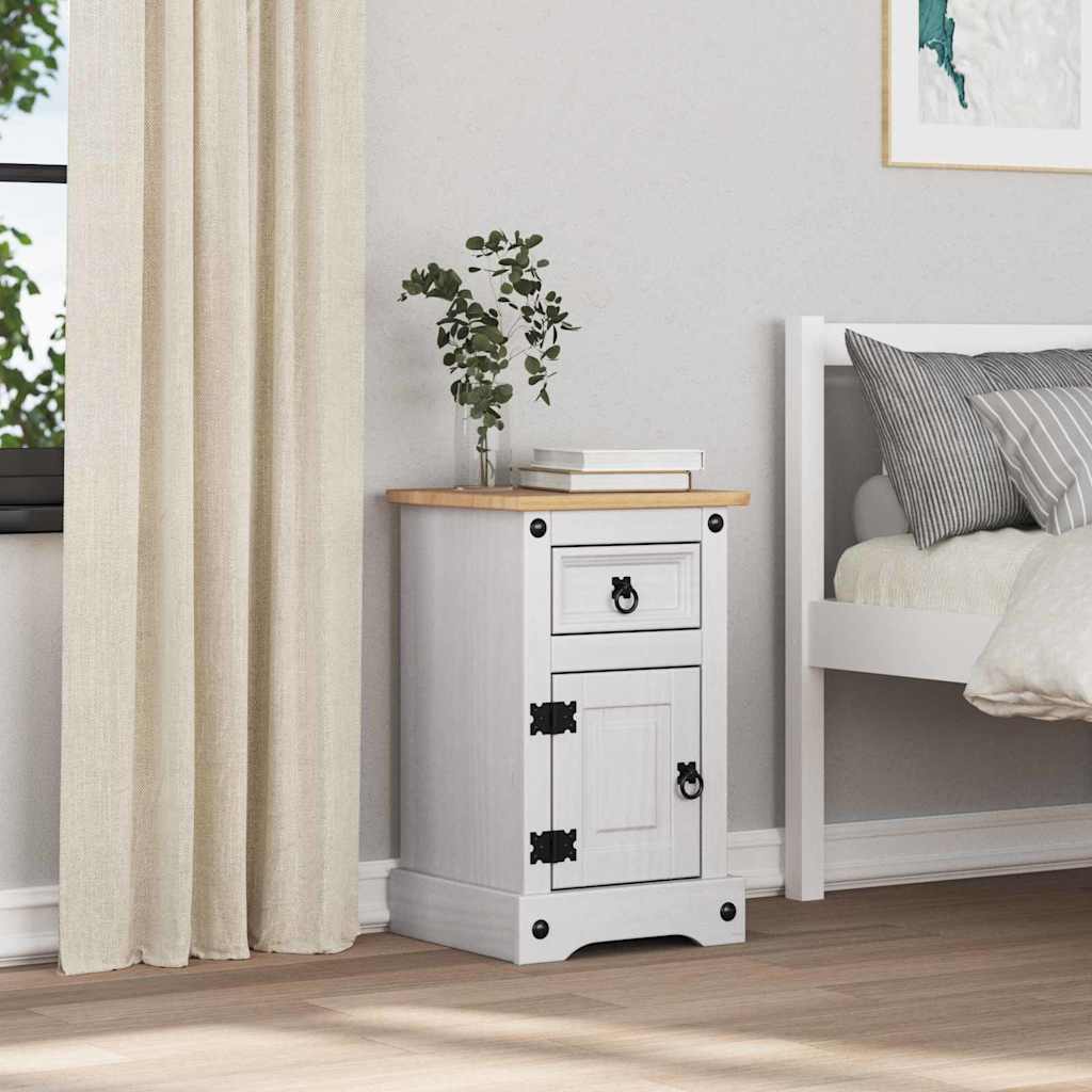 Comodino Corona Bianco 35 x 32,5 x 58 cm Pino massello | homemem39