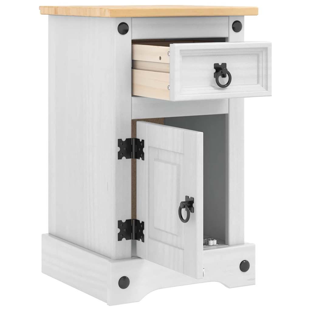 Comodino Corona Bianco 35 x 32,5 x 58 cm Pino massello | homemem39