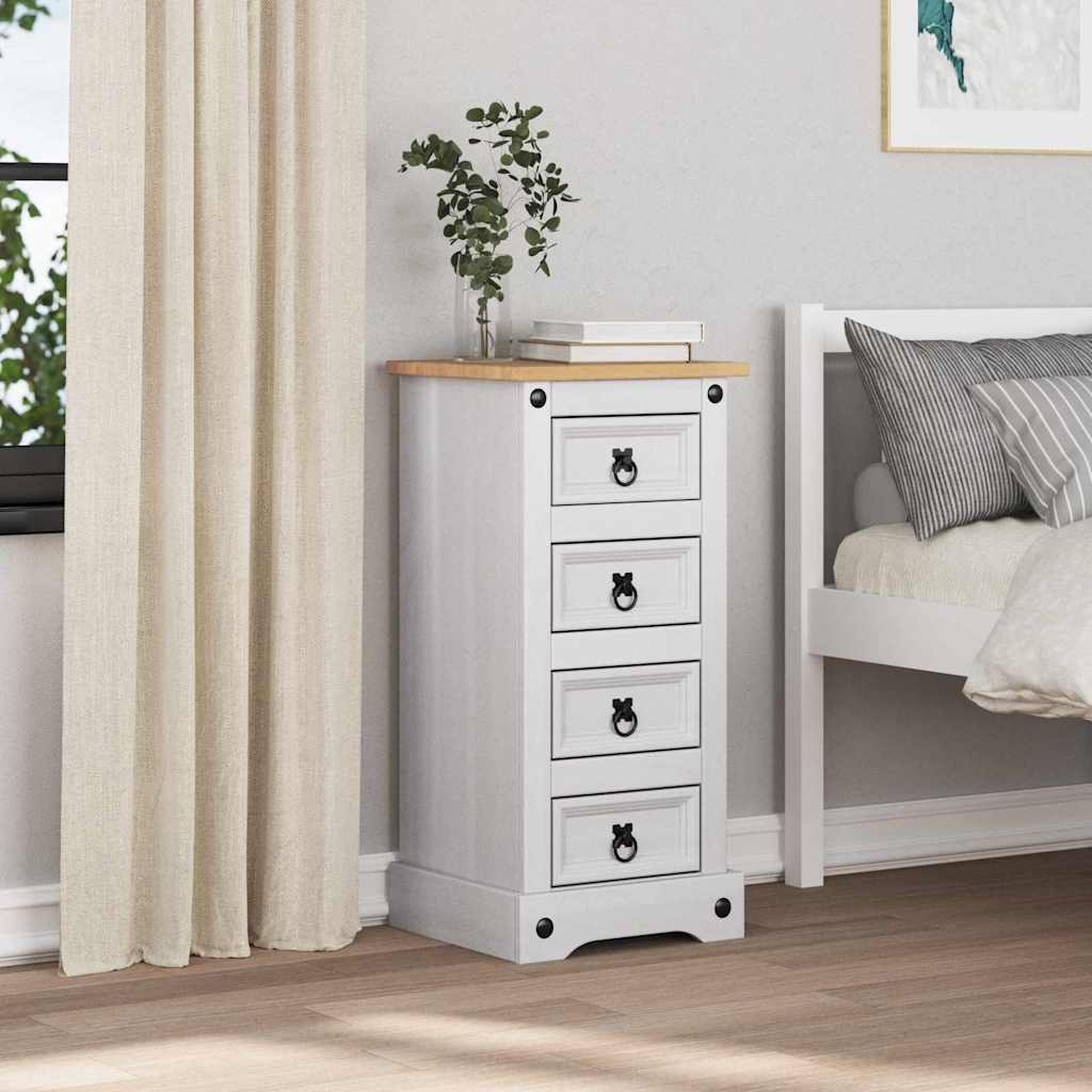 Comodino Corona Bianco 35 x 32,5 x 74 cm Pino massello | homemem39