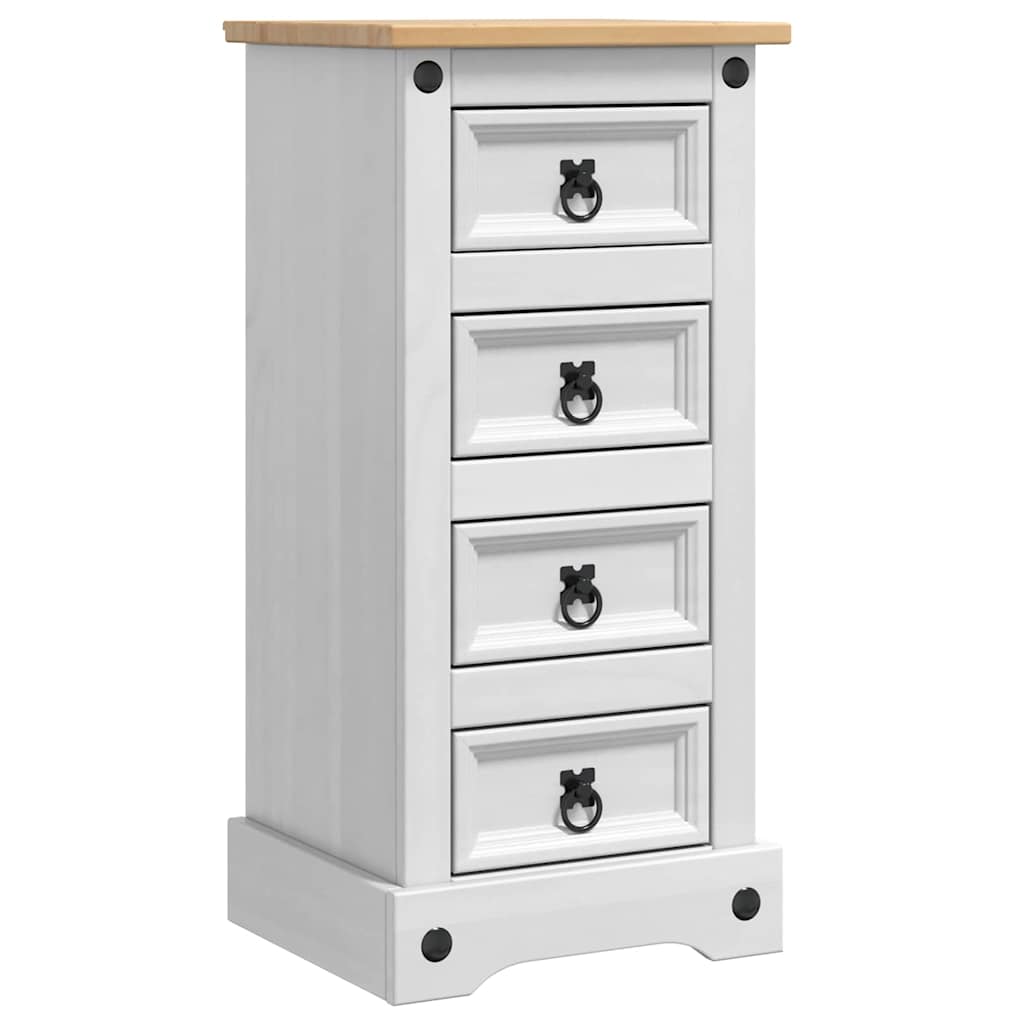Comodino Corona Bianco 35 x 32,5 x 74 cm Pino massello | homemem39