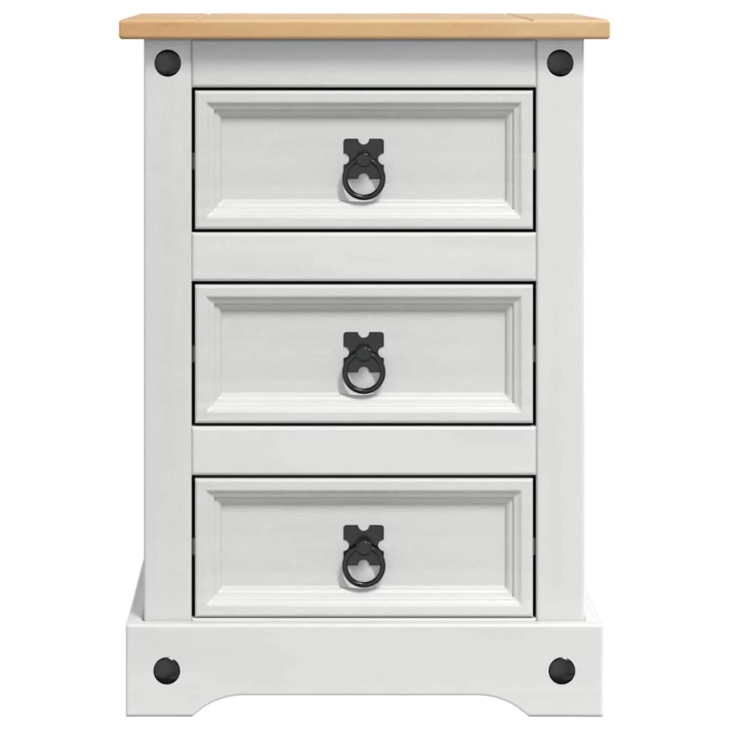 Comodino Corona Bianco 45 x 35 x 64 cm Pino massello | homemem39