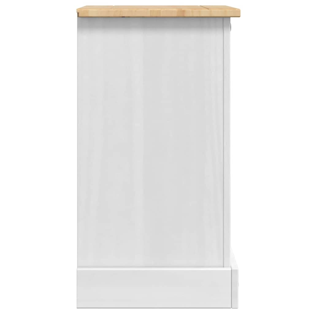 Comodino Corona Bianco 45 x 35 x 64 cm Pino massello